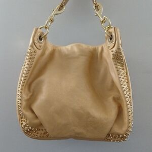 Rebecca Minkoff Beige Gold-Stud Shoulder Bag